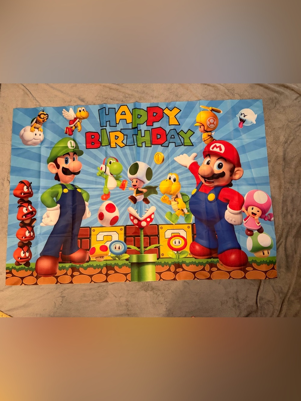 Super Mario Bros Birthday Backdrop